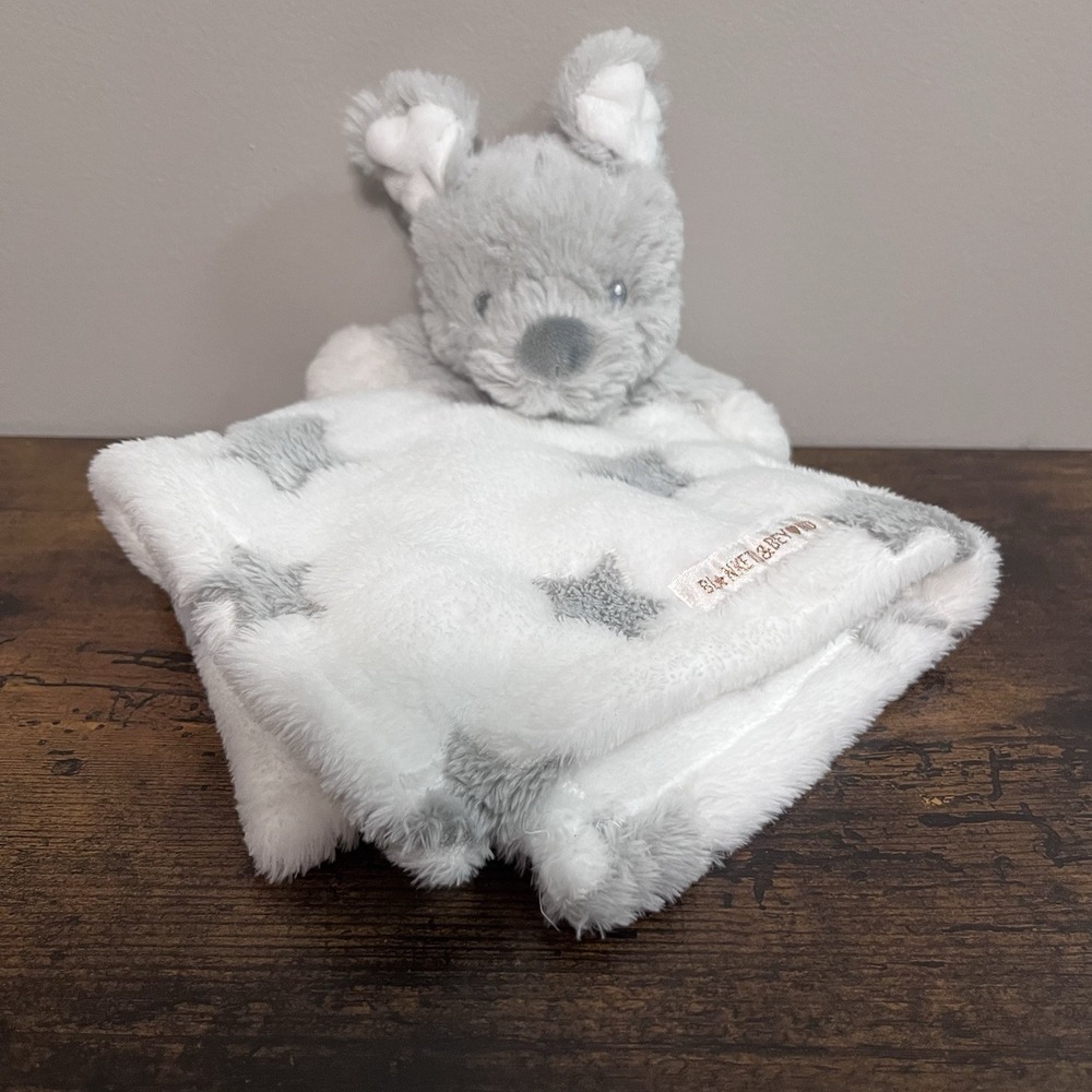 Blankets and Beyond Puppy Dog Lovey White With Gray Stars